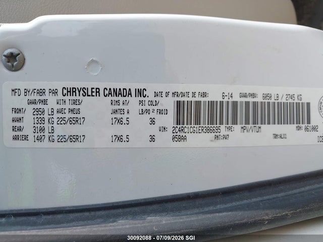 2C4RC1CG1ER386695 Chrysler Town &amp; Country Touring-l