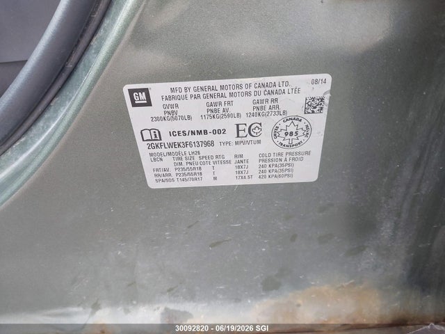 GMC Terrain Sle 2015 2GKFLWEK3F6137968 Image 9
