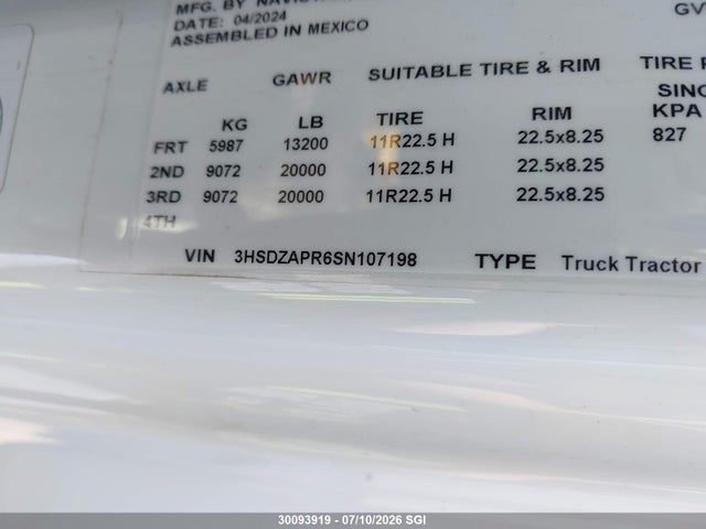International Lt625 2025 3HSDZAPR6SN107198 Image 9