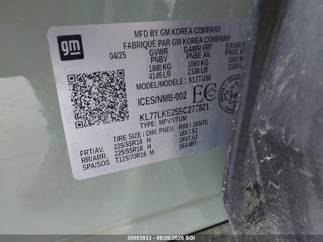 Chevrolet Trax Activ 2025 KL77LKE25SC277821 Image 9