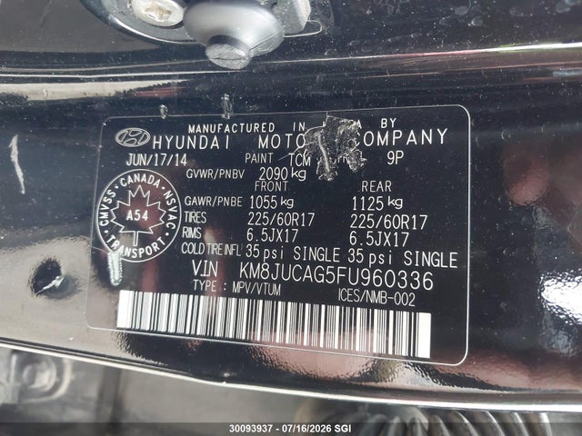 Aukcja sprzedaży 2015 Hyundai Tucson Limited/se, vin: KM8JUCAG5FU960336, numer aukcji: 30093937