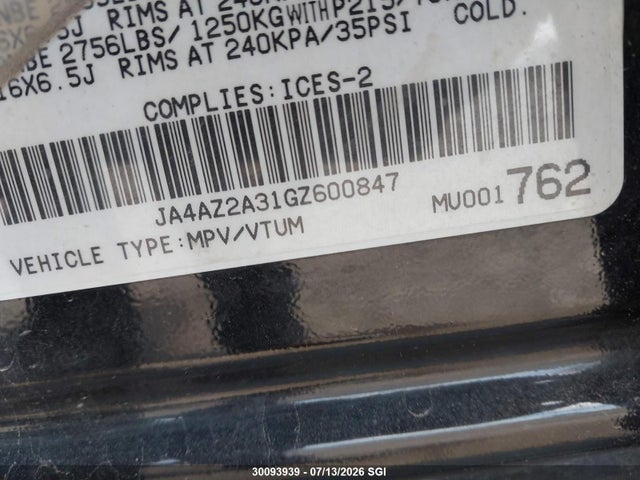 Mitsubishi Outlander Es 2016 JA4AZ2A31GZ600847 Image 9