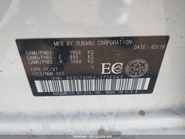 Subaru Impreza Premium Plus 2018 4S3GTAH6XJ3736643 Image 9