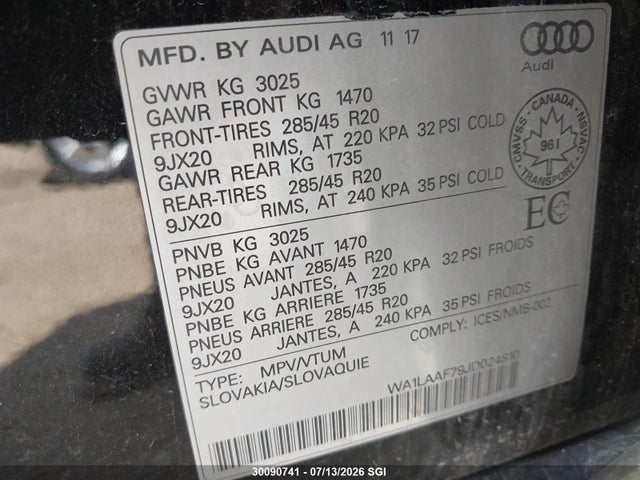 WA1LAAF79JD024810 Audi Q7 Premium Plus
