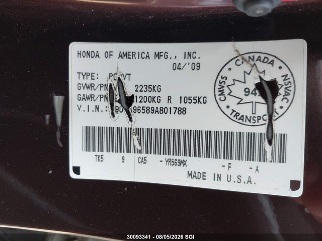 Продаж на аукціоні авто 2009 Acura Tl, vin: 19UUA96589A801788, номер лоту: 30093341