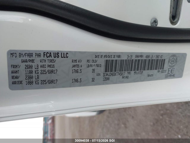 Jeep Compass Sport 2019 3C4NJDAB3KT745017 Image 9