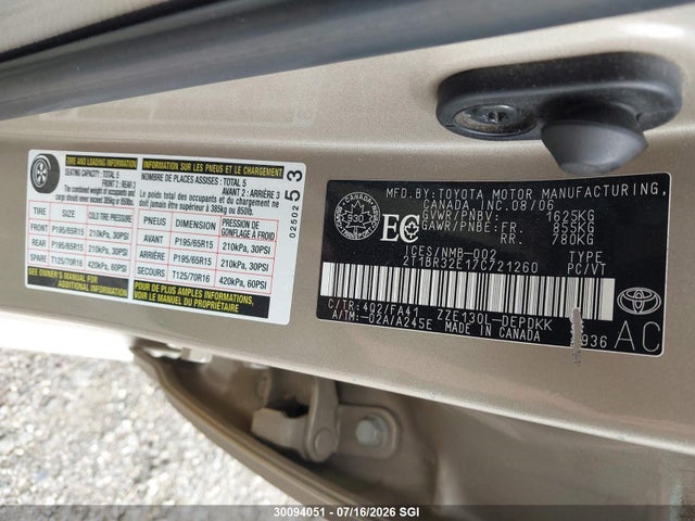 Продаж на аукціоні авто 2007 Toyota Corolla Ce/le/s, vin: 2T1BR32E17C721260, номер лоту: 30094051
