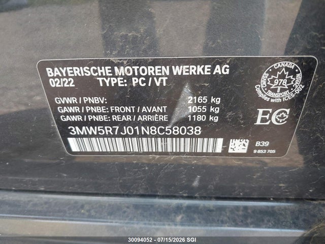 BMW 330XI 2022 3MW5R7J01N8C58038 Image 9