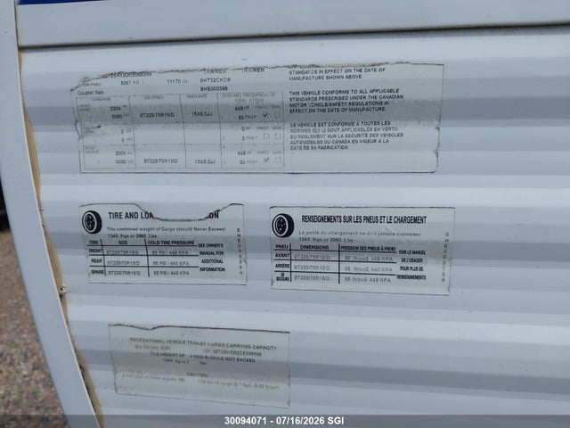 Продаж на аукціоні авто 2012 Shasta Revere, vin: 5ZT2SHXB2CE000399, номер лоту: 30094071
