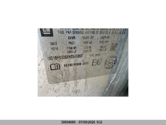 Aukcja sprzedaży 2017 Chevrolet Cruze Premier, vin: 3G1BF5SMXHS545866, numer aukcji: 30094080