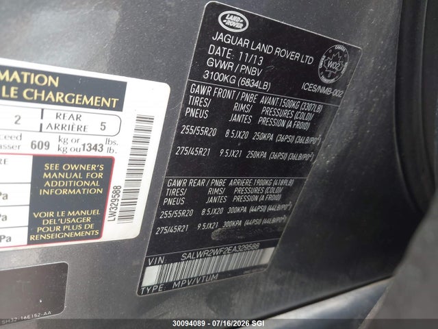 SALWR2WF2EA329588 Land Rover Range Rover Sport Hse