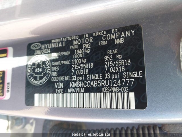 KM8HCCAB5RU124777 Hyundai Kona Sel