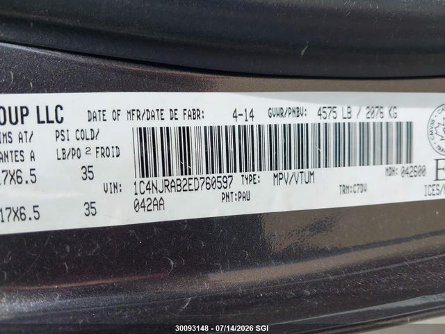 Jeep Patriot 2014 1C4NJRAB2ED760597 Image 9