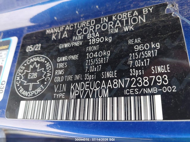 KIA SELTOS S 2022 KNDEUCAA8N7238793 Image 9