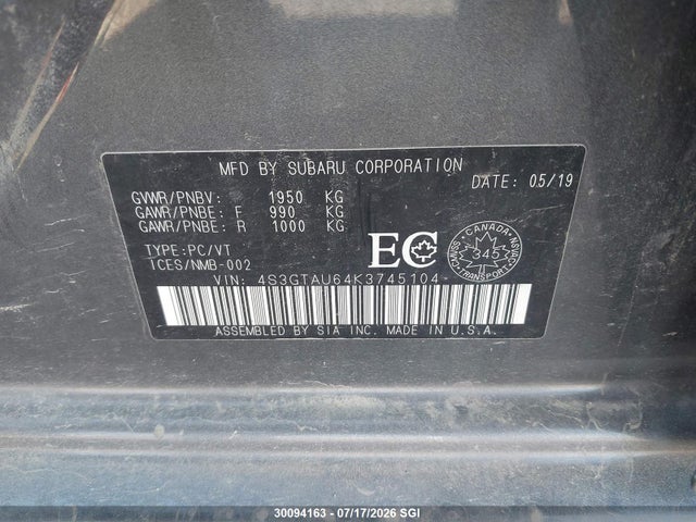 4S3GTAU64K3745104 Subaru Impreza Limited