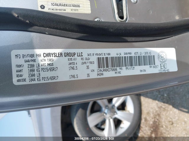 Aukcja sprzedaży 2014 Jeep Patriot, vin: 1C4NJRABXED760606, numer aukcji: 30094206