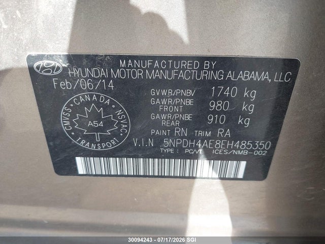 Aukcja sprzedaży 2014 Hyundai Elantra Se/sport/limited, vin: 5NPDH4AE8EH485350, numer aukcji: 30094243