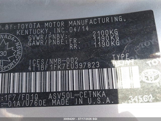 4T1BF1FK7EU397823 Toyota Camry L/se/le/xle