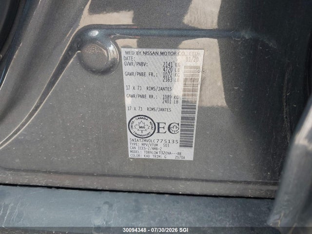 5N1AT2MV0LC775135 Nissan Rogue S/sl/sv