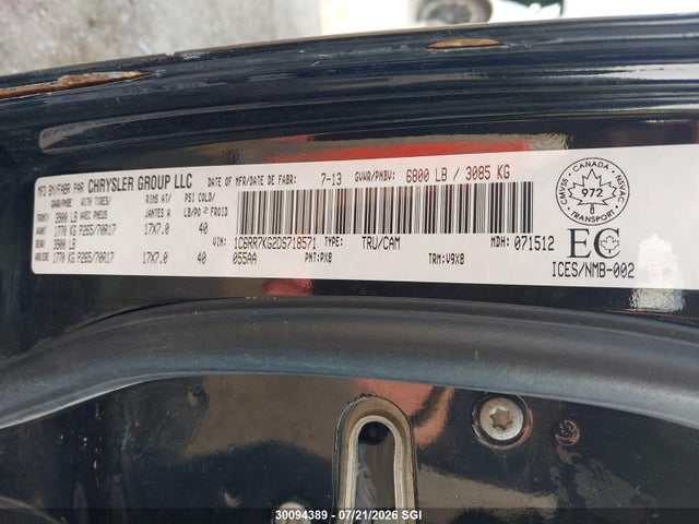Продаж на аукціоні авто 2013 Ram 1500 St, vin: 1C6RR7KG2DS718571, номер лоту: 30094389