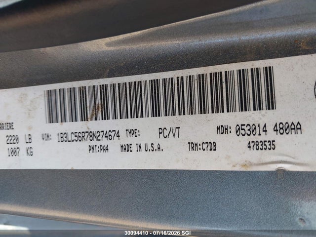 Aukcja sprzedaży 2008 Dodge Avenger Sxt, vin: 1B3LC56R78N274674, numer aukcji: 30094410