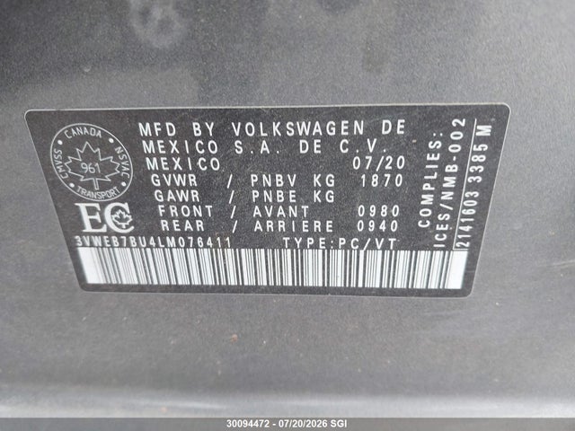 Volkswagen JETTA SEL 2020 3VWEB7BU4LM076411 Image 9