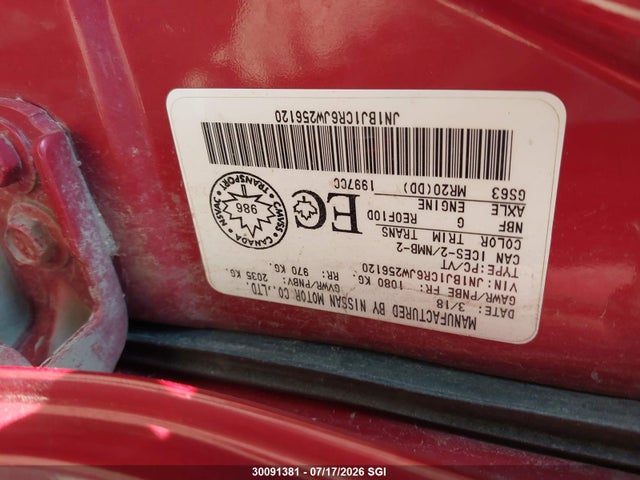 30091381 :رقم المزاد ، JN1BJ1CR6JW256120 vin ، 2018 Nissan Rogue Sport S/sv/sl مزاد بيع
