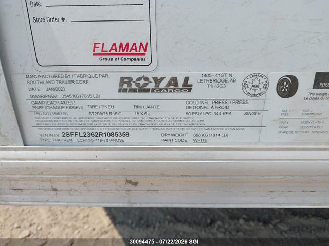 Продаж на аукціоні авто 2024 Southland Royal, vin: 2SFFL2362R1085359, номер лоту: 30094475
