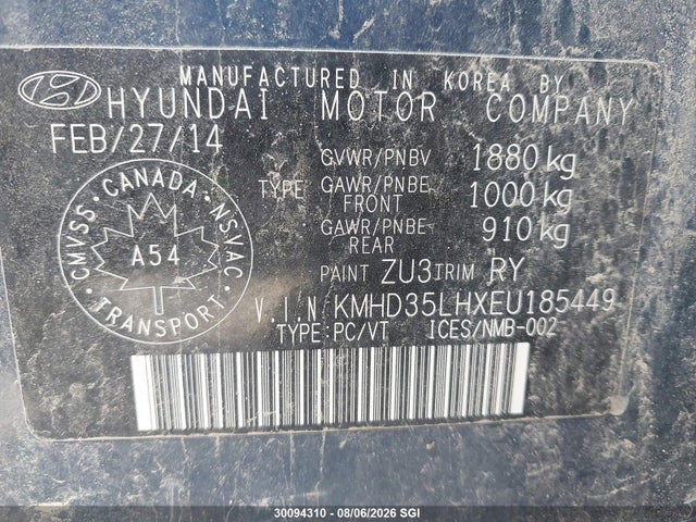 Продажа на аукционе авто 2014 Hyundai Elantra Gt, vin: KMHD35LHXEU185449, номер лота: 30094310