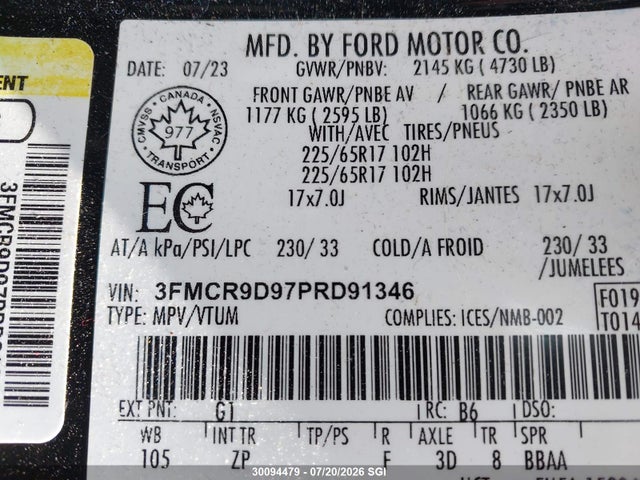 Ford Bronco Sport Badlands 2023 3FMCR9D97PRD91346 Image 9