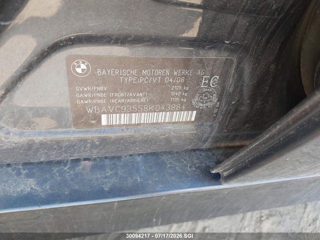 Продажа на аукционе авто 2008 Bmw 328 Xi, vin: WBAVC93558K043884, номер лота: 30094217