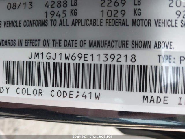 Aukcja sprzedaży 2014 Mazda 6 Grand Touring, vin: JM1GJ1W69E1139218, numer aukcji: 30094507