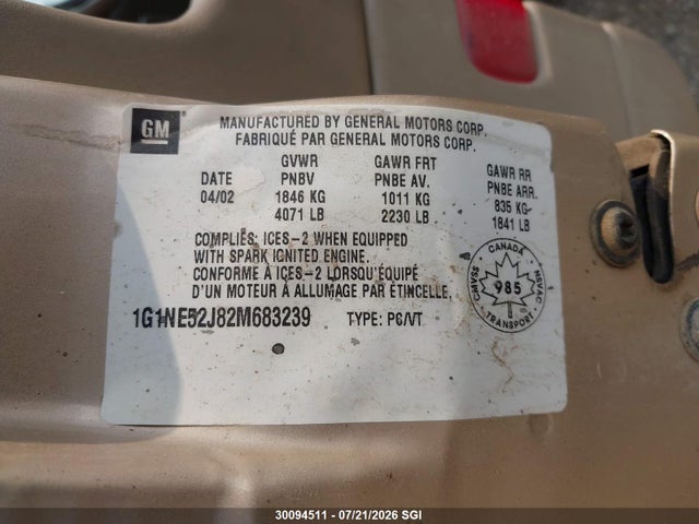 30094511 :رقم المزاد ، 1G1NE52J82M683239 vin ، 2002 Chevrolet Malibu Ls مزاد بيع
