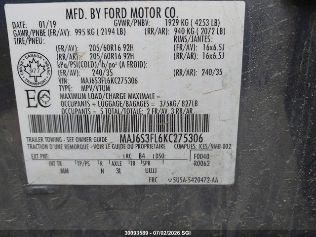 Ford ECOSPORT S 2019 MAJ6S3FL6KC275306 Image 9