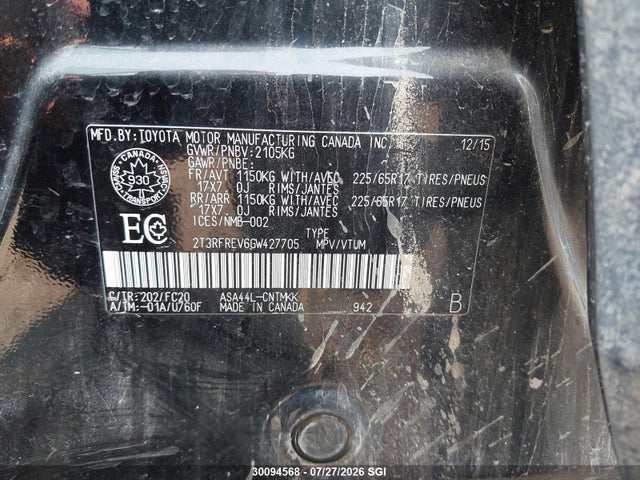 Toyota Rav4 Xle 2016 2T3RFREV6GW427705 Image 9