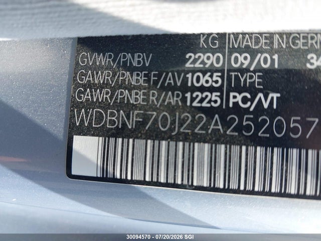 2002 Mercedes-benz S 430 მანქანა იყიდება აუქციონზე, vin: WDBNF70J22A252057, აუქციონის ნომერი: 30094570