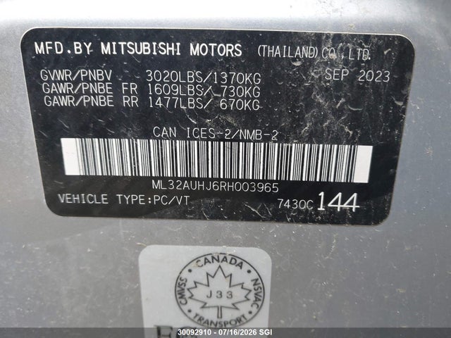 Mitsubishi Mirage Es/le 2024 ML32AUHJ6RH003965 Image 9