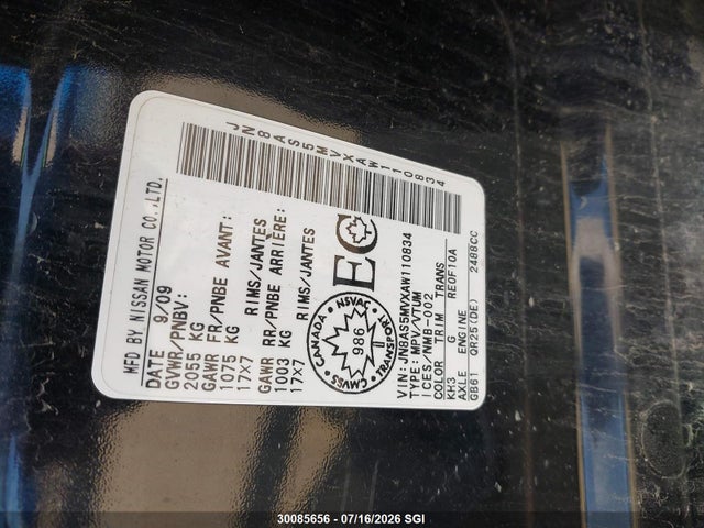 Продажа на аукционе авто 2010 Nissan Rogue S/sl/krom, vin: JN8AS5MVXAW110834, номер лота: 30085656