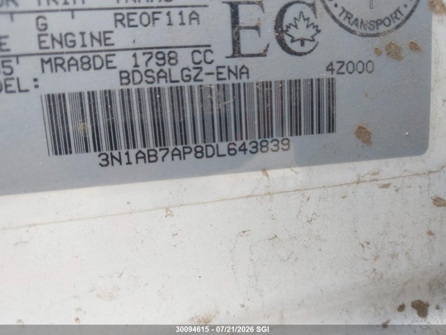 Aukcja sprzedaży 2013 Nissan Sentra S/sv/sr/sl, vin: 3N1AB7AP8DL643839, numer aukcji: 30094615