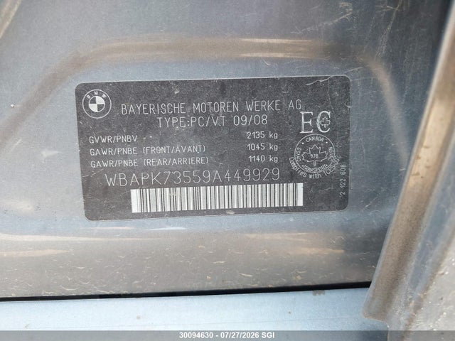 Продаж на аукціоні авто 2009 Bmw 328 Xi, vin: WBAPK73559A449929, номер лоту: 30094630