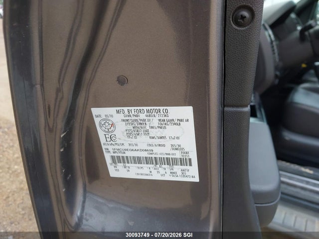 2010 Ford Escape Limited მანქანა იყიდება აუქციონზე, vin: 1FMCU9EG6AKD08609, აუქციონის ნომერი: 30093749