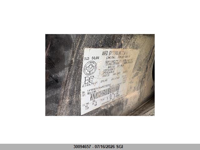 2004 Ford F150 Supercrew მანქანა იყიდება აუქციონზე, vin: 1FTPW14564KC58302, აუქციონის ნომერი: 30094657