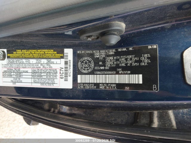 Продаж на аукціоні авто 2006 Toyota Sienna Xle/xle Limited, vin: 5TDBA22C56S066459, номер лоту: 30092289