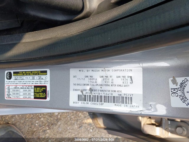 Aukcja sprzedaży 2013 Mazda 3 I, vin: JM1BL1KF0D1756418, numer aukcji: 30093682