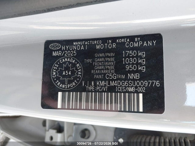 2025 Hyundai Elantra Sel Sport მანქანა იყიდება აუქციონზე, vin: KMHLM4DG6SU009776, აუქციონის ნომერი: 30094726