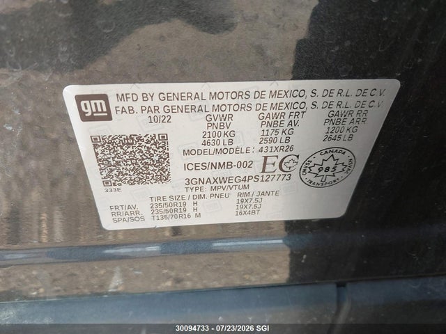 Chevrolet EQUINOX RS 2023 3GNAXWEG4PS127773 Image 9