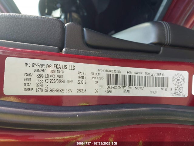 Продажа на аукционе авто 2020 Jeep Grand Cherokee Limited, vin: 1C4RJFBGXLC147883, номер лота: 30094737