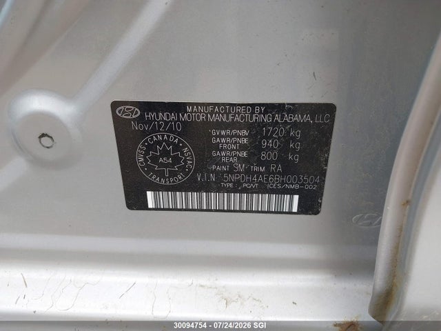 30094754 :رقم المزاد ، 5NPDH4AE6BH003504 vin ، 2011 Hyundai Elantra Gls/limited مزاد بيع