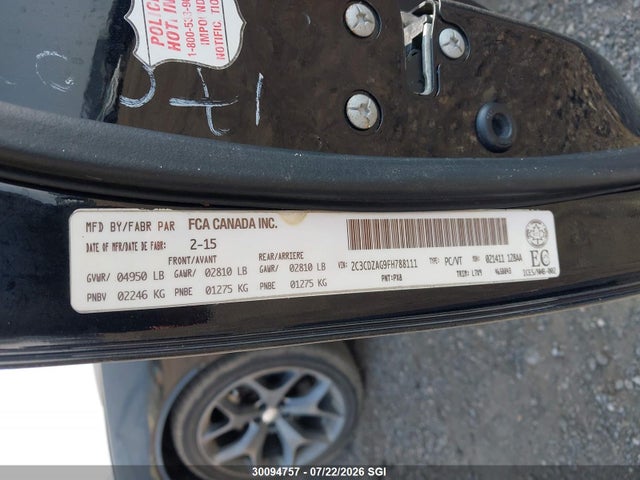 2015 Dodge Challenger Sxt მანქანა იყიდება აუქციონზე, vin: 2C3CDZAG9FH788111, აუქციონის ნომერი: 30094757