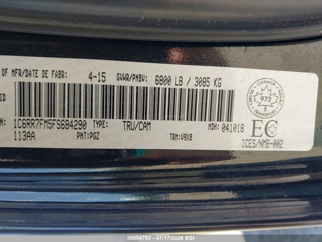 1C6RR7FM5FS684290 RAM 1500 St